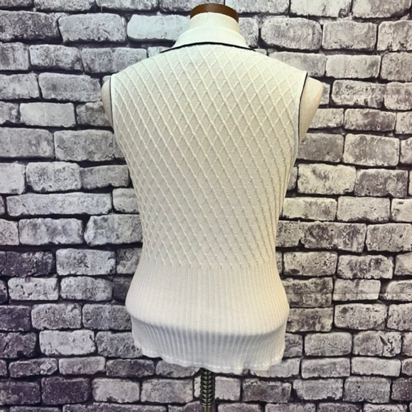 Tehama Vintage White & Black Sleeveless Sweater Size Medium - Picture 6 of 9